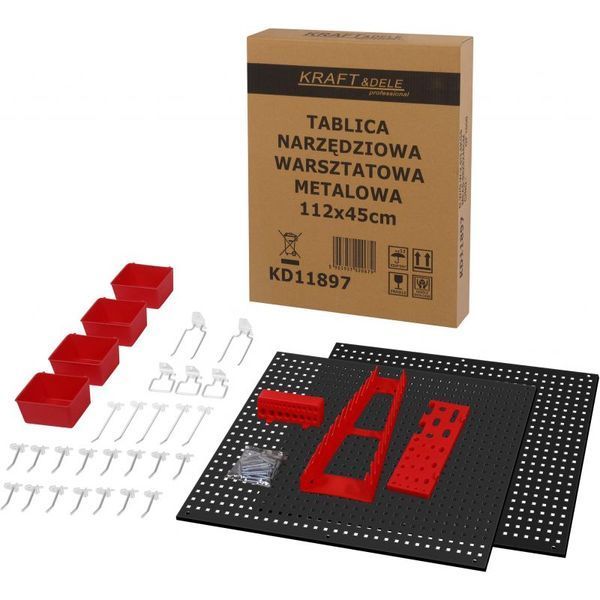 Настенный стенд-органайзер для инструментов 112x45 см Kraft&Dele KD11897 модульная подвесная стойка с крючками и контейнерами &mdash; выбор для дома и мастерской KD-KD11897 фото