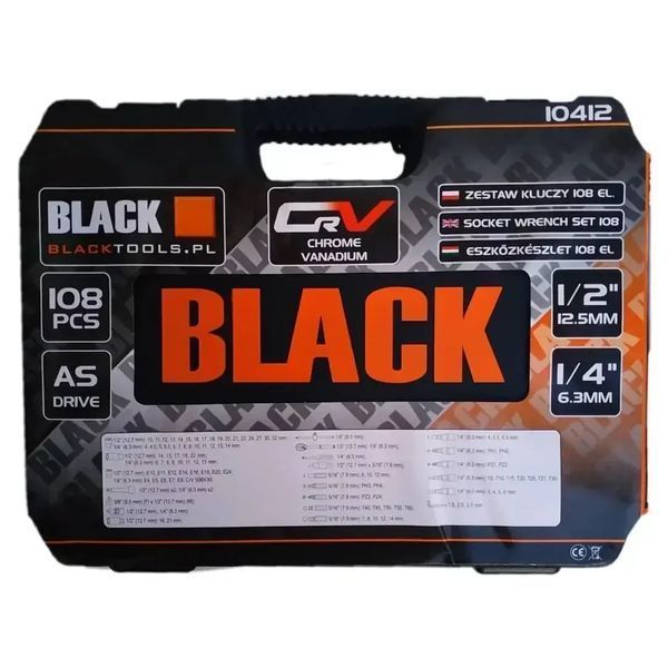 Набор инструментов, ключей BLACK 108 предметов, противоударный кейс kvl BLACK фото