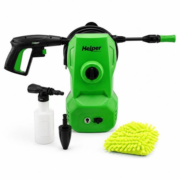 Мийка високого тиску для авто Helper HP - 1142 1500 Вт 90-130 бар 5 м автомийка побутова мийка з піноутворювачем HP - 1142 фото