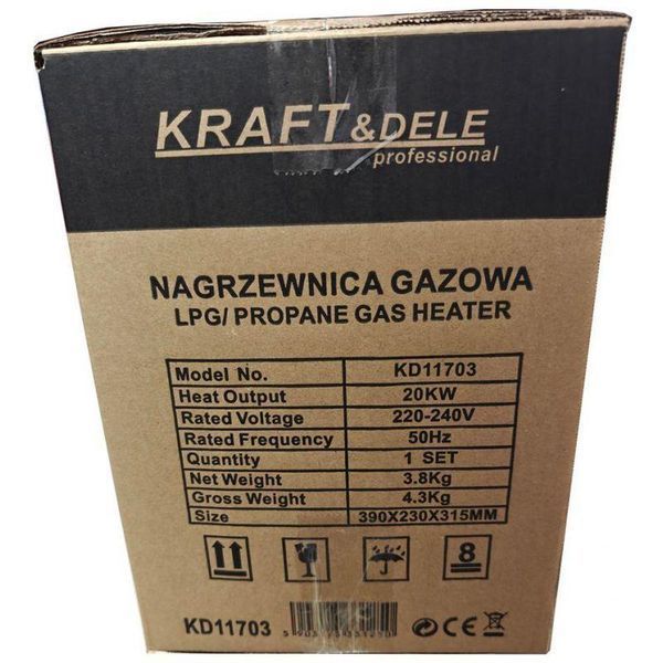 Газова теплова гармата для теплиці 20 кВт 0,7 бар Kraft&Dele KD11703 газова пушка для обігріву KD-KD11703 фото