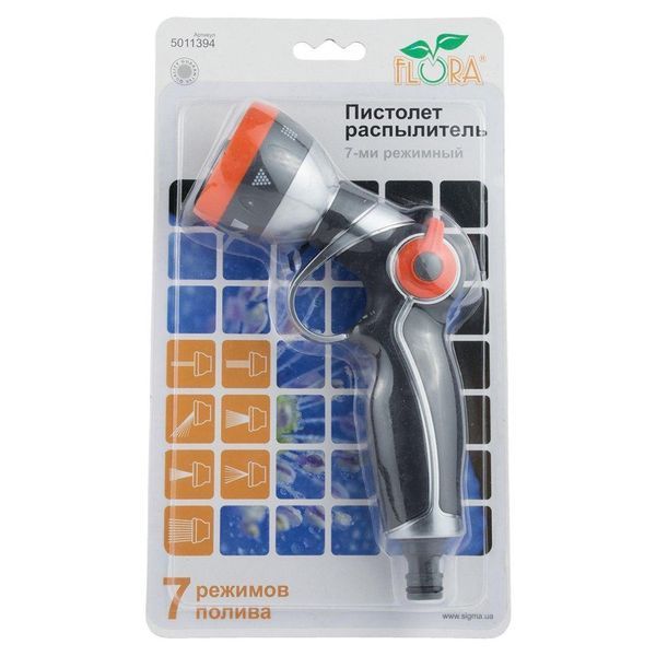 Пистолет распылитель 7-ми режимный курок плавающий (AL+TPR) FLORA (5011394) SG-5011394 фото